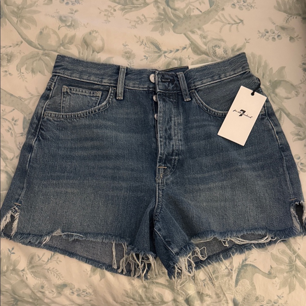 Women's 7 For All Mankind Blue Denim Shorts- new with tags